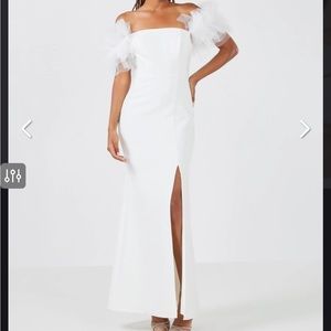 BCBG white puff sleeve dress